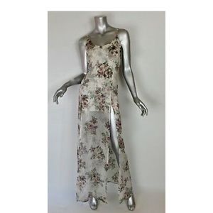 For Love & Lemons floral sheer long maxi spaghetti